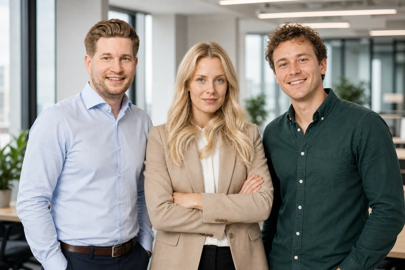 Kolleginnen und Kollegen arbeiten entspannt im Loft-Büro zusammen