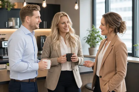 Lockeres Arbeitsgespräch bei einem Kaffee